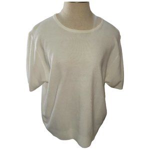 CT902 Carolyn Taylor White Short Sleeve Round Neck Sweater XL
